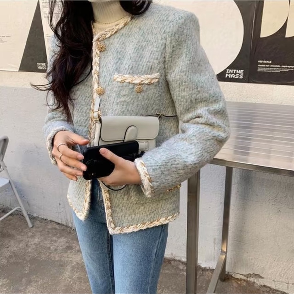Korean Boutique Tweed Jacket – Chanel Style